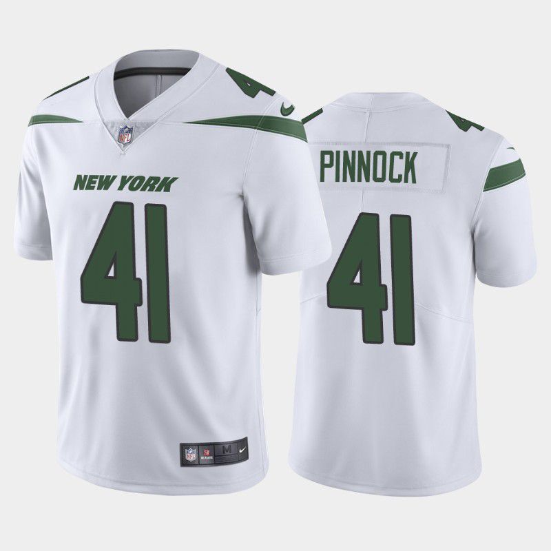Men New York Jets 41 Jason Pinnock Nike White Vapor Limited NFL Jersey